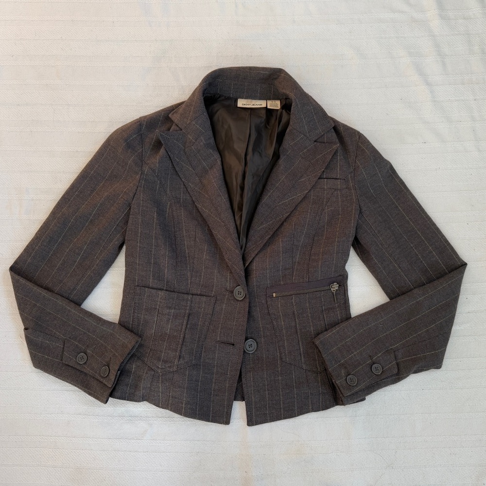 Dkny Gray Blazer Tailored Suit Jacket